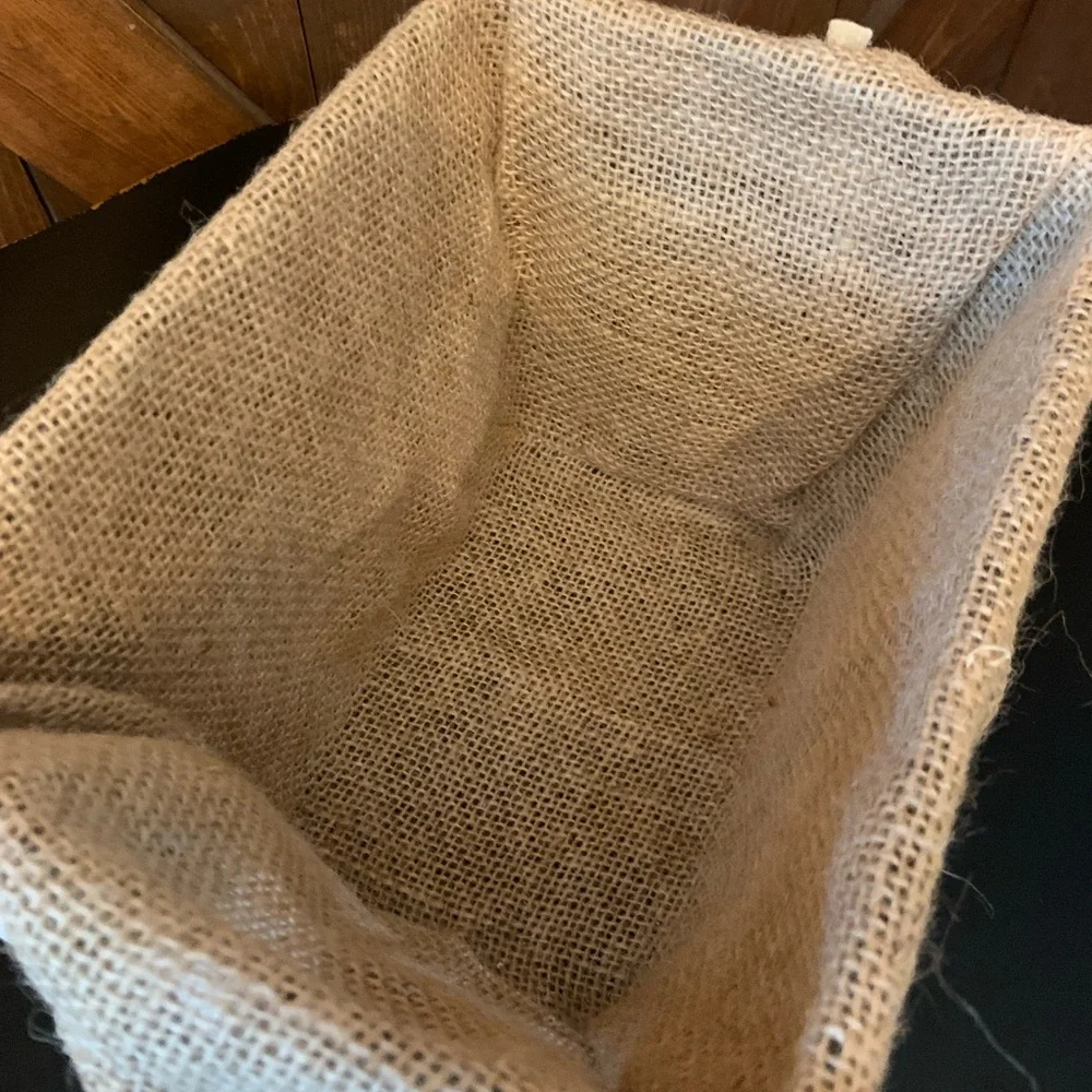 Small chicken wire basket bin with burlap liner perfect storage decor